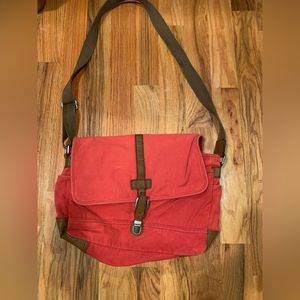 Fossil Book-bag/Computer Bag/Shoulder Bag Burnt Red Lots of Pockets